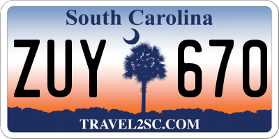 SC license plate ZUY670