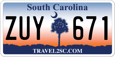 SC license plate ZUY671
