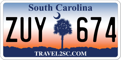 SC license plate ZUY674
