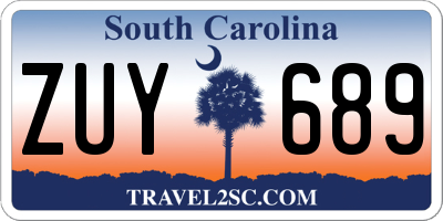 SC license plate ZUY689