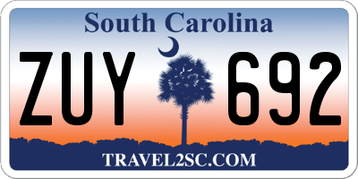 SC license plate ZUY692
