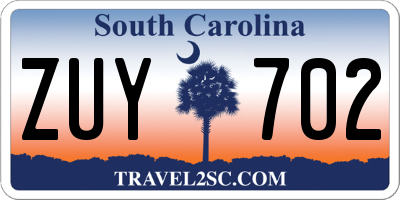 SC license plate ZUY702