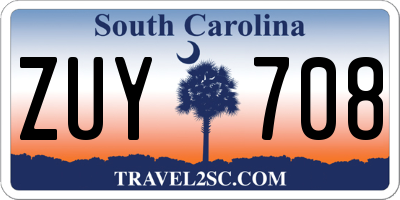 SC license plate ZUY708
