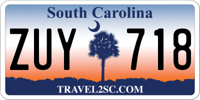 SC license plate ZUY718