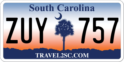 SC license plate ZUY757