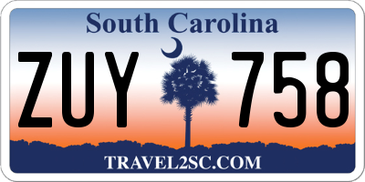 SC license plate ZUY758