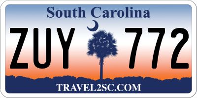 SC license plate ZUY772