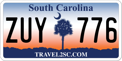 SC license plate ZUY776