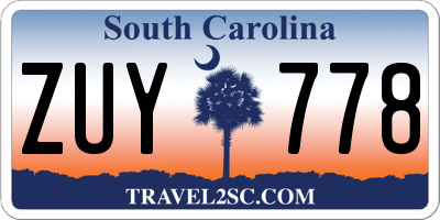 SC license plate ZUY778