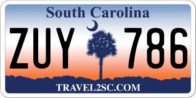 SC license plate ZUY786