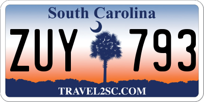 SC license plate ZUY793