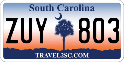 SC license plate ZUY803