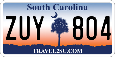 SC license plate ZUY804