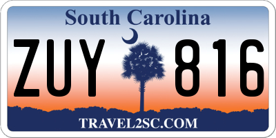 SC license plate ZUY816
