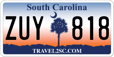 SC license plate ZUY818