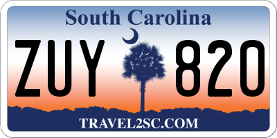 SC license plate ZUY820