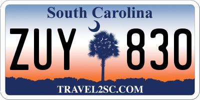 SC license plate ZUY830