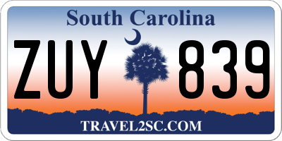 SC license plate ZUY839