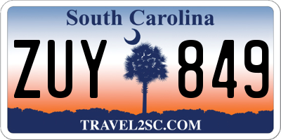 SC license plate ZUY849