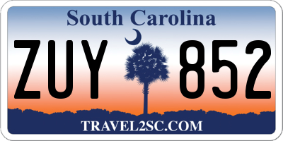 SC license plate ZUY852