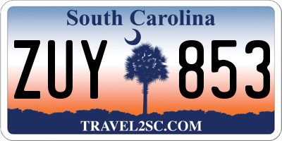 SC license plate ZUY853