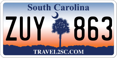 SC license plate ZUY863