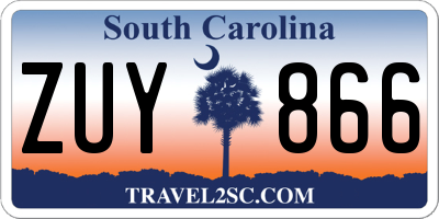SC license plate ZUY866