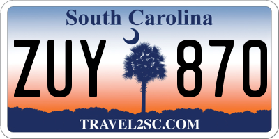 SC license plate ZUY870