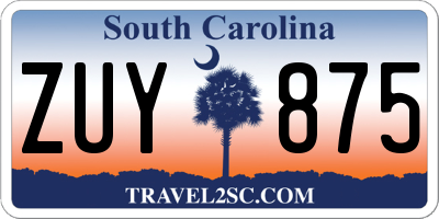 SC license plate ZUY875