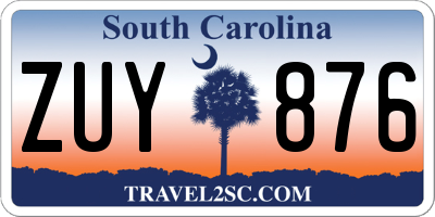 SC license plate ZUY876