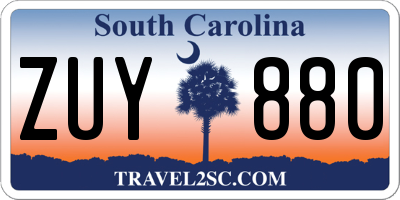 SC license plate ZUY880