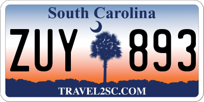 SC license plate ZUY893