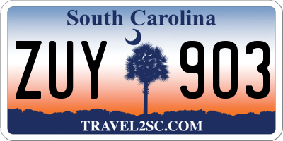 SC license plate ZUY903