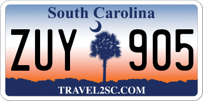 SC license plate ZUY905