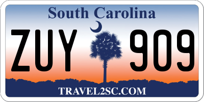 SC license plate ZUY909