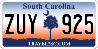 SC license plate ZUY925