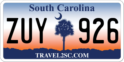 SC license plate ZUY926