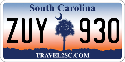 SC license plate ZUY930