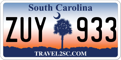 SC license plate ZUY933