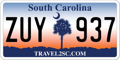 SC license plate ZUY937
