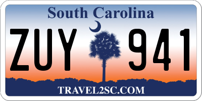 SC license plate ZUY941
