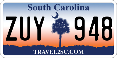 SC license plate ZUY948
