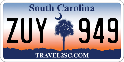 SC license plate ZUY949