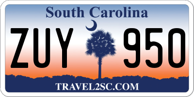 SC license plate ZUY950