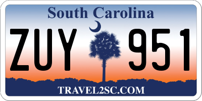 SC license plate ZUY951