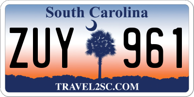 SC license plate ZUY961