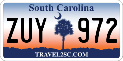 SC license plate ZUY972