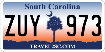 SC license plate ZUY973