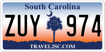 SC license plate ZUY974