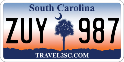 SC license plate ZUY987